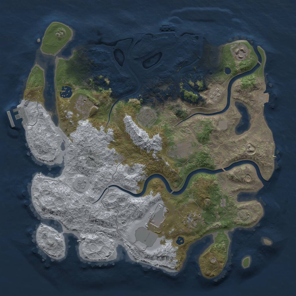 Rust Map: Procedural Map, Size: 3600, Seed: 1697216364, 14 Monuments