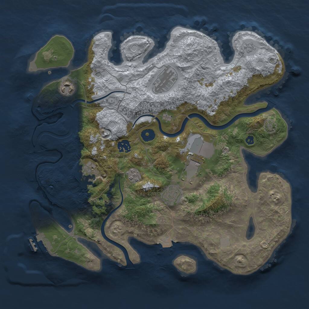 Rust Map: Procedural Map, Size: 3500, Seed: 545413, 12 Monuments