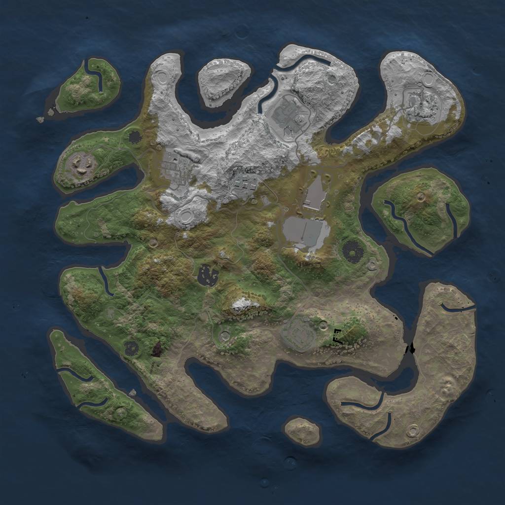 Rust Map: Procedural Map, Size: 3500, Seed: 545413, 17 Monuments