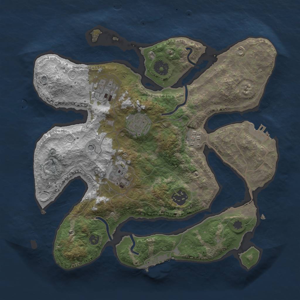 Rust Map: Procedural Map, Size: 3000, Seed: 4266, 16 Monuments