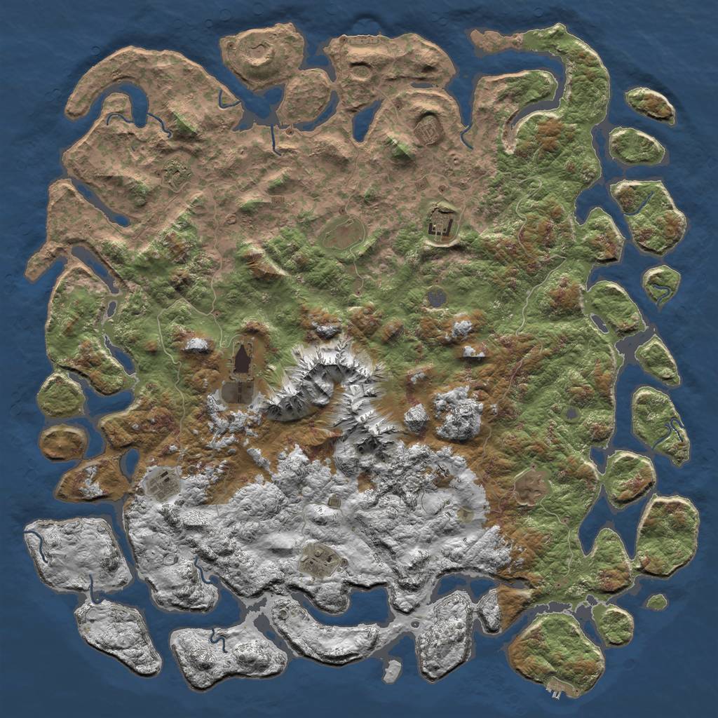 Rust Map: Procedural Map, Size: 6000, Seed: 4163575, 16 Monuments