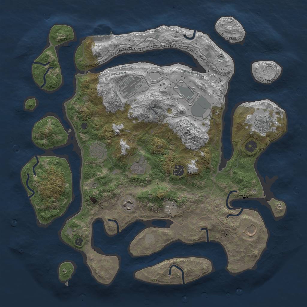 Rust Map: Procedural Map, Size: 4000, Seed: 25488, 16 Monuments