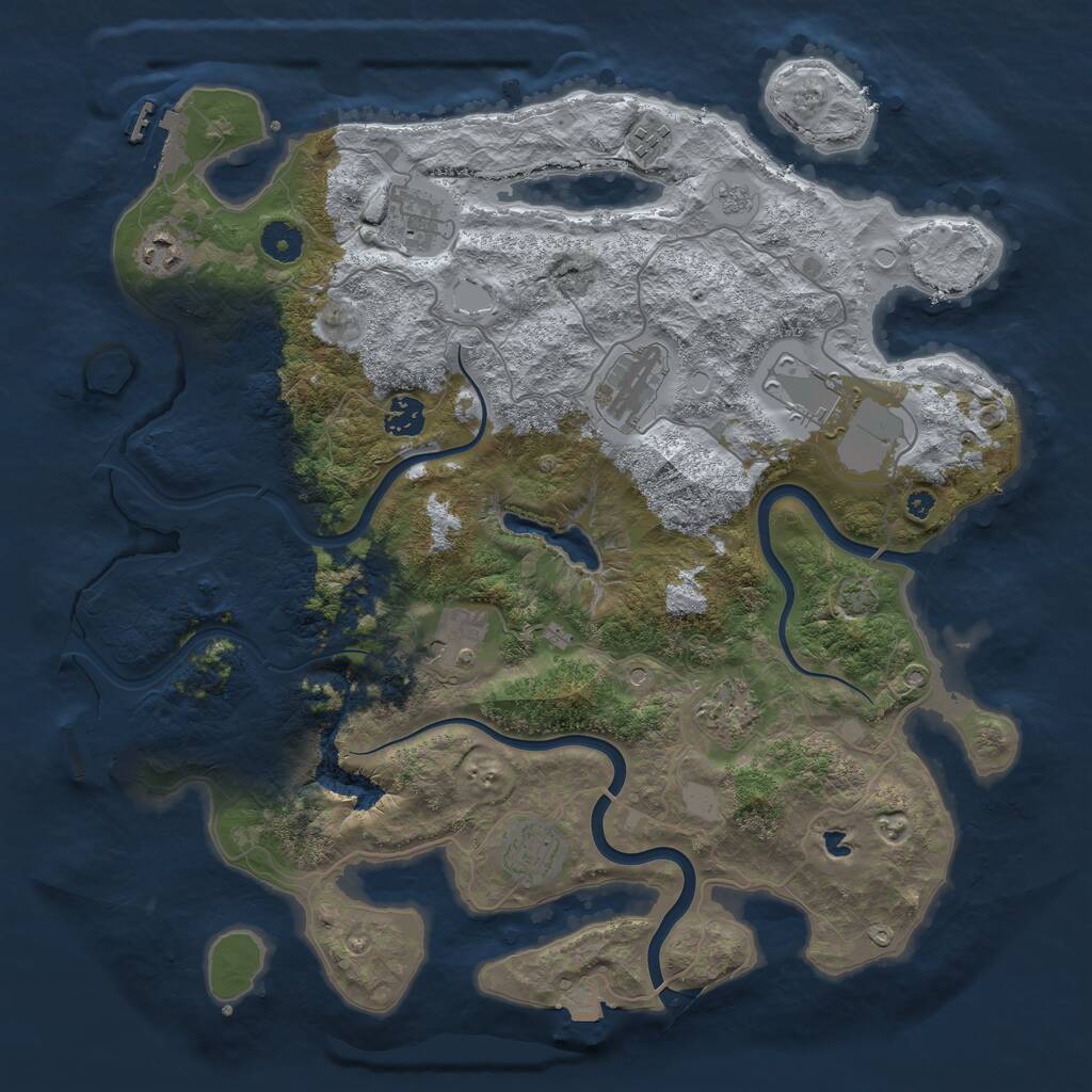Rust Map: Procedural Map, Size: 4000, Seed: 25488, 15 Monuments