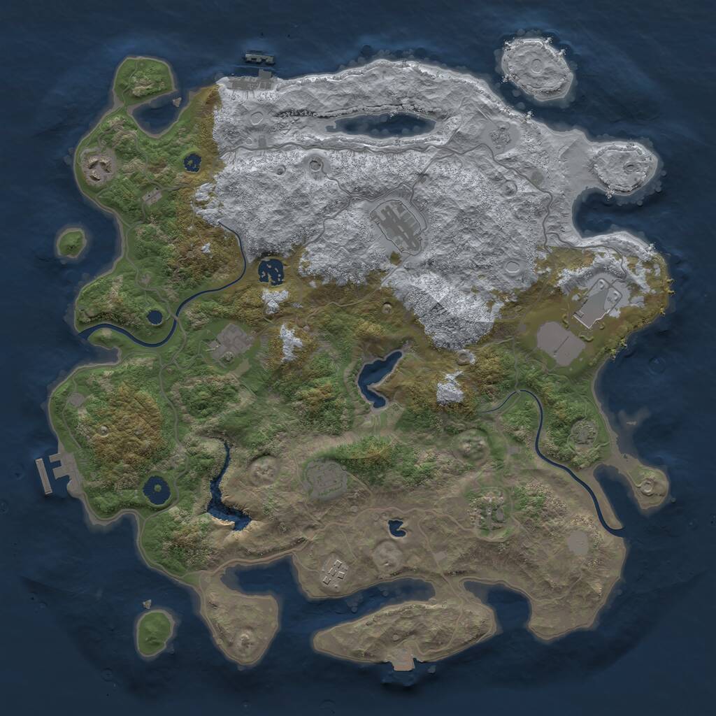 Rust Map: Procedural Map, Size: 4000, Seed: 25488, 14 Monuments