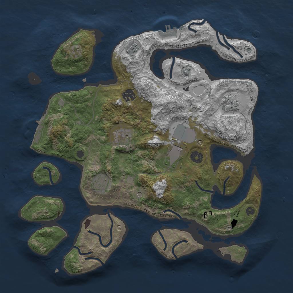 Rust Map: Procedural Map, Size: 3500, Seed: 845662, 14 Monuments