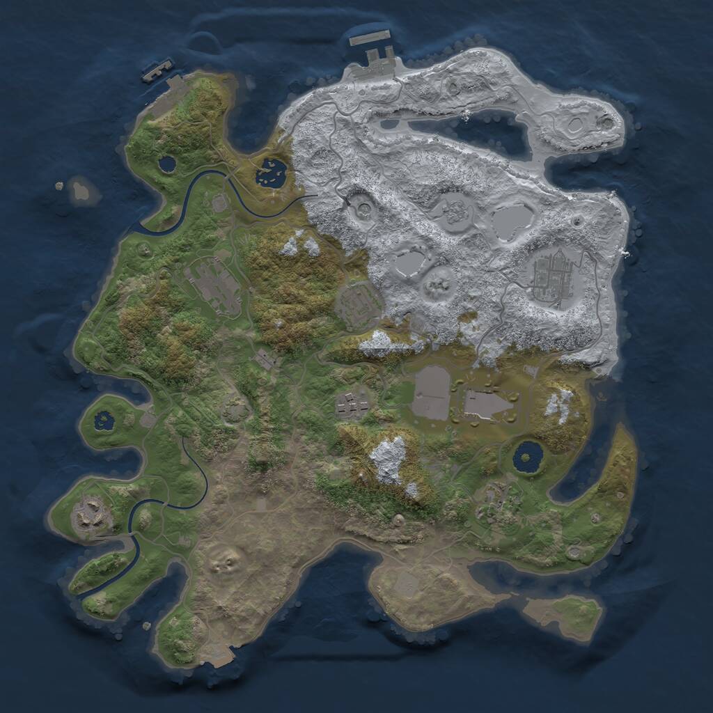 Rust Map: Procedural Map, Size: 3500, Seed: 845662, 14 Monuments