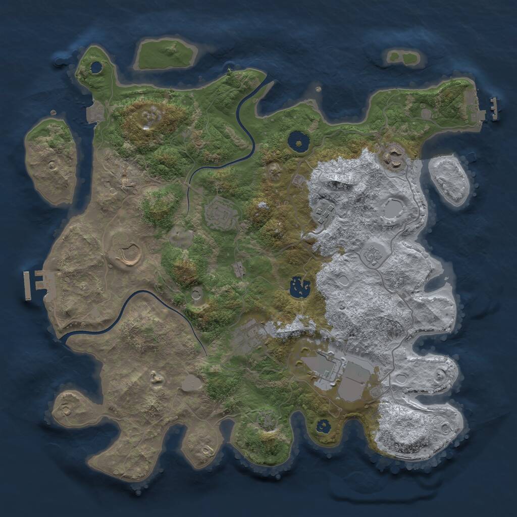 Rust Map: Procedural Map, Size: 3600, Seed: 2054, 13 Monuments