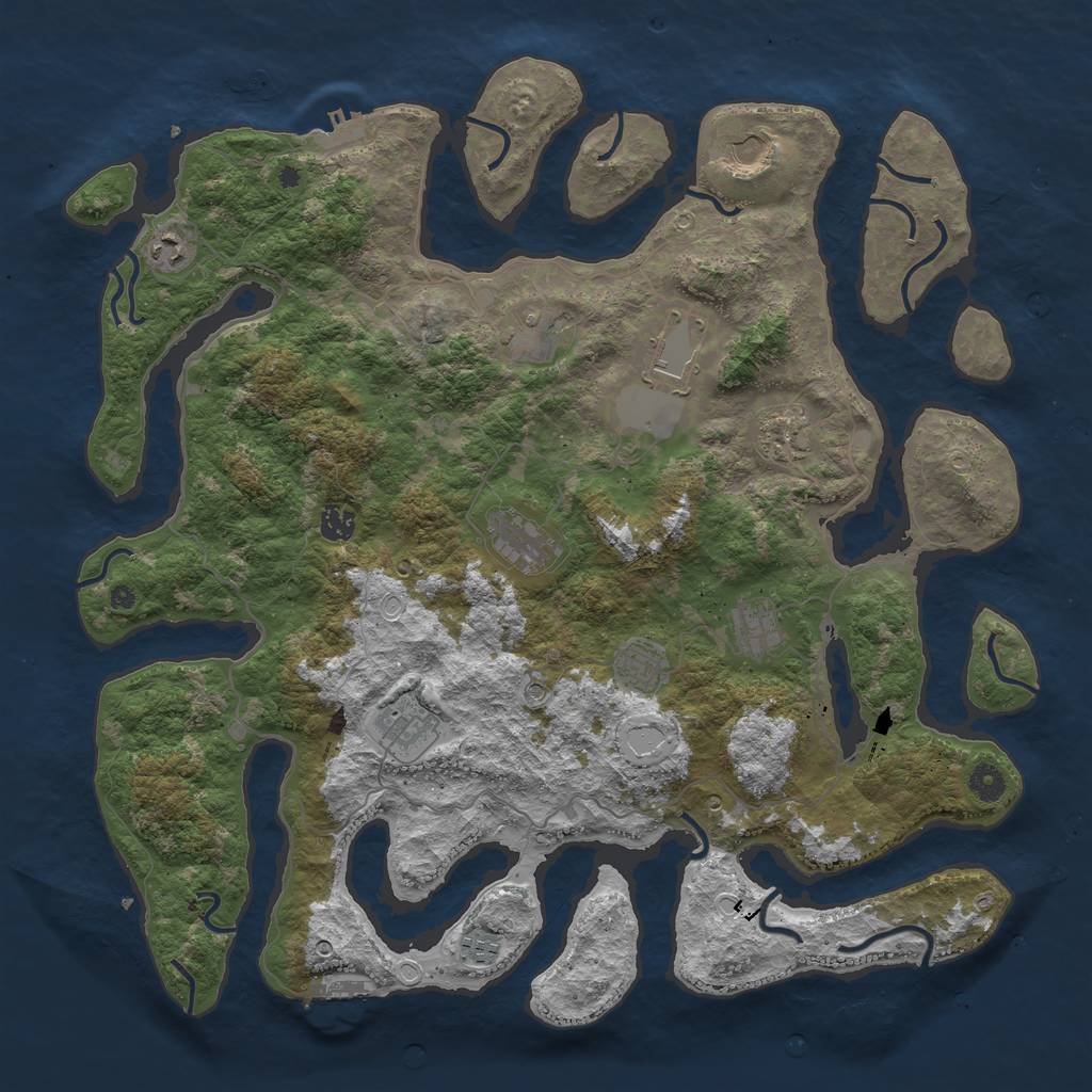 Rust Map: Procedural Map, Size: 4500, Seed: 1863229147, 22 Monuments