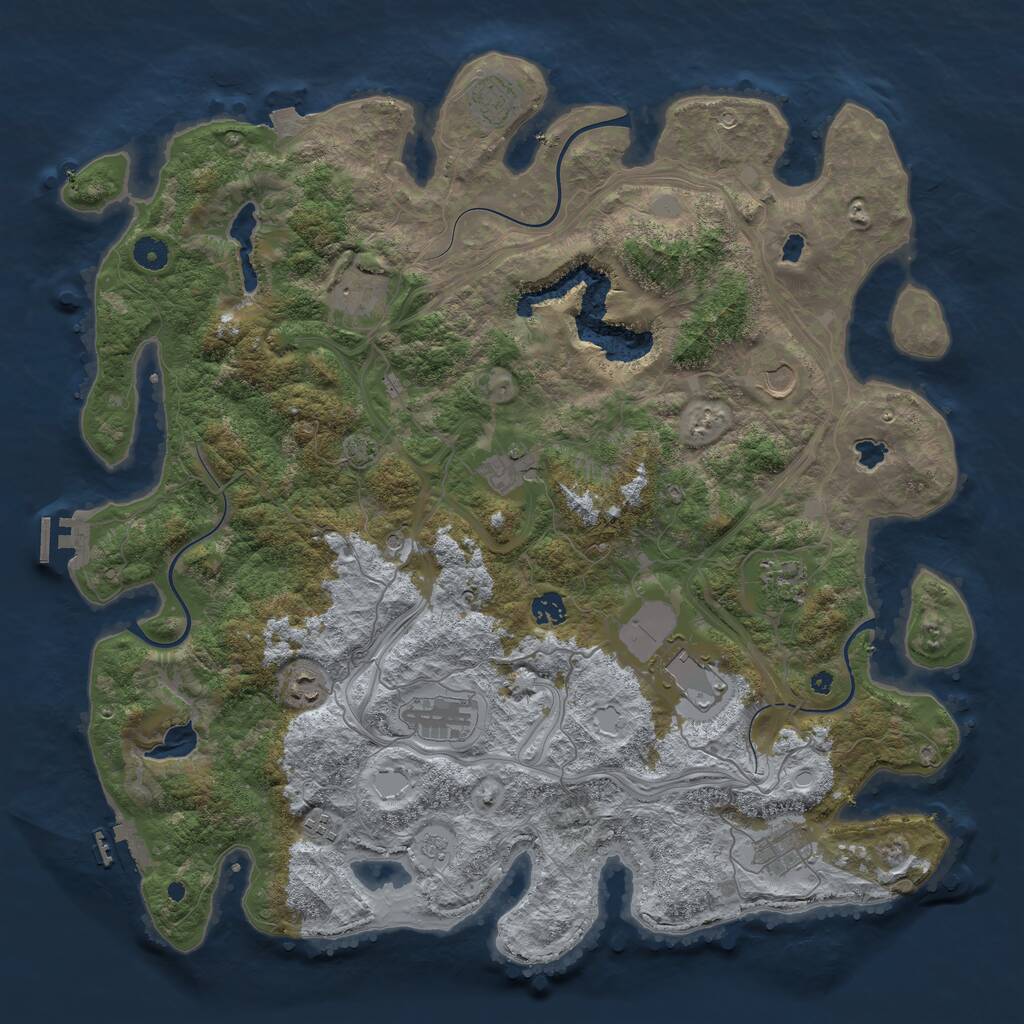 Rust Map: Procedural Map, Size: 4500, Seed: 1863229147, 17 Monuments
