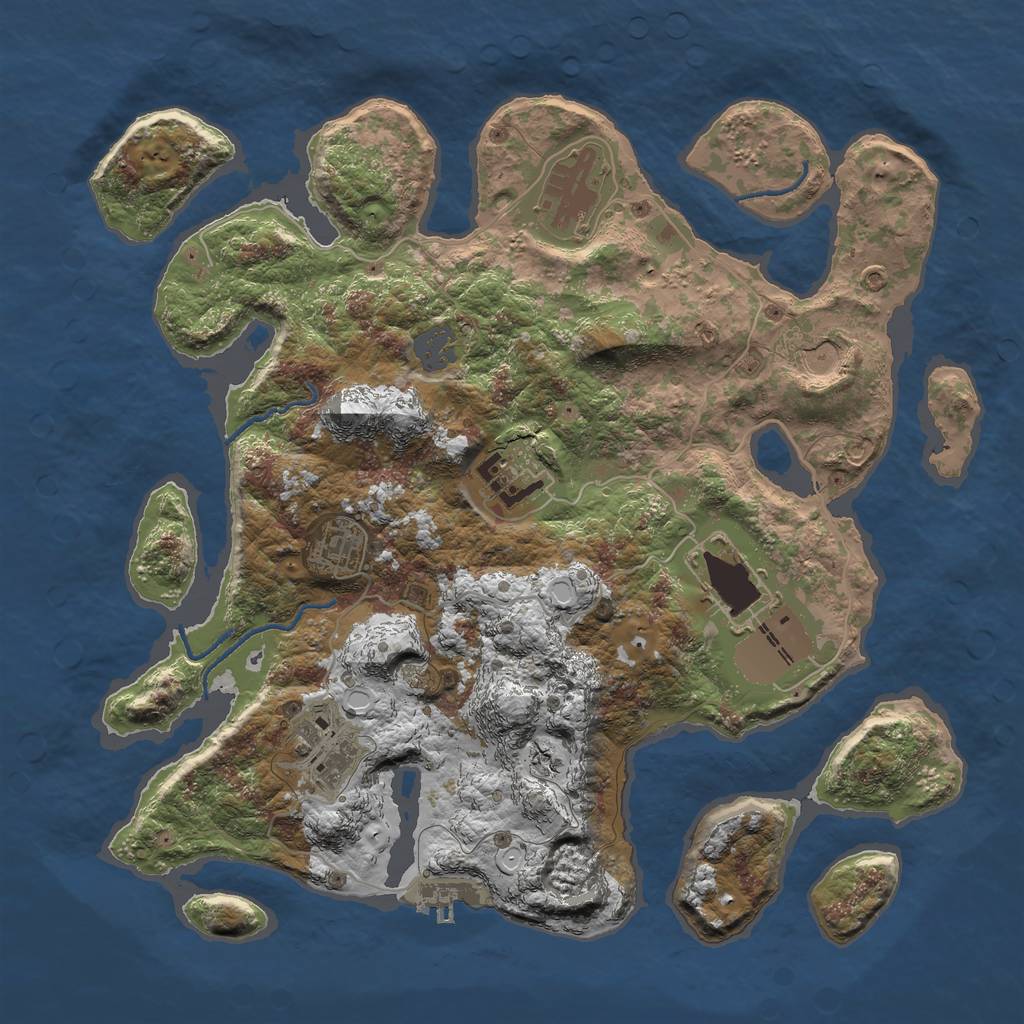 Rust Map: Procedural Map, Size: 3500, Seed: 145025231, 12 Monuments