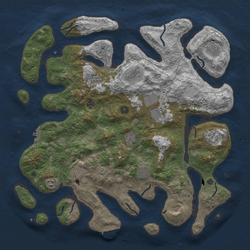 Rust Map: Procedural Map, Size: 4500, Seed: 336843170, 19 Monuments