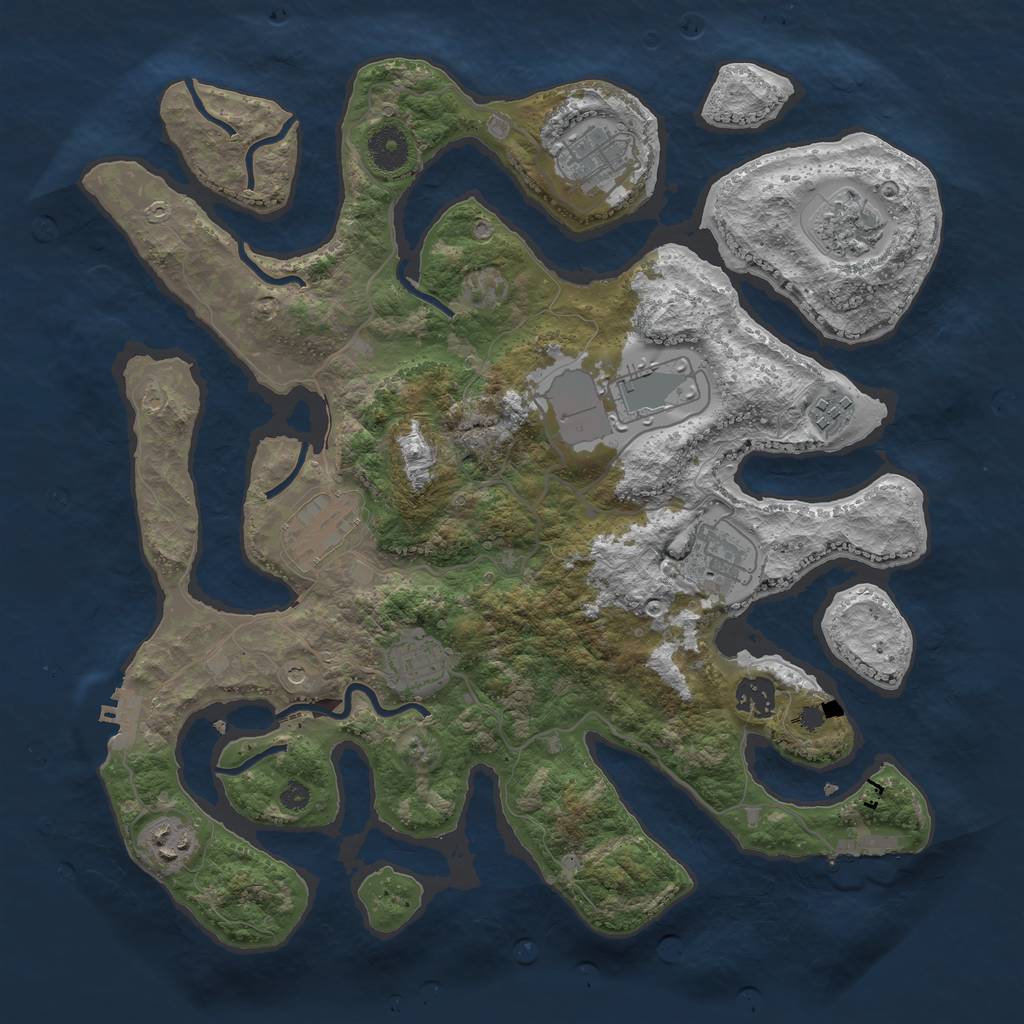 Rust Map: Procedural Map, Size: 3700, Seed: 740199811, 14 Monuments