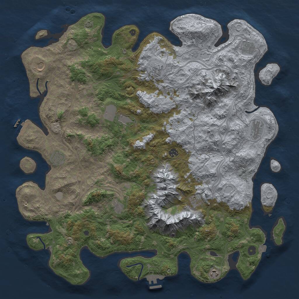 Rust Map: Procedural Map, Size: 5000, Seed: 601, 17 Monuments