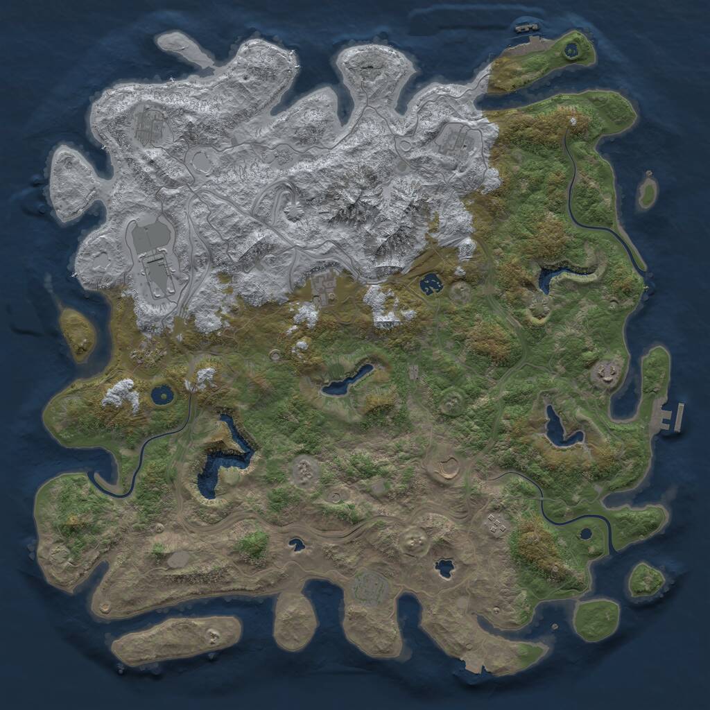 Rust Map: Procedural Map, Size: 5000, Seed: 48, 16 Monuments