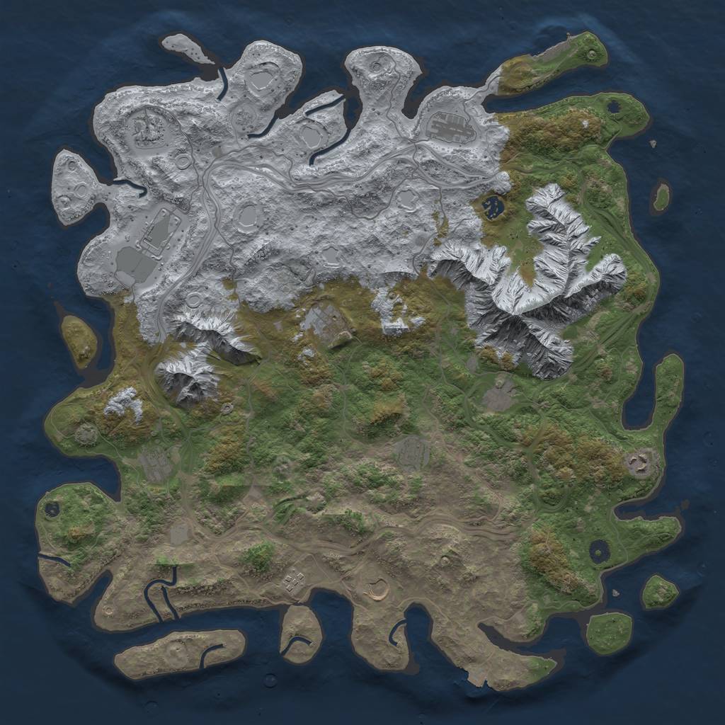 Rust Map: Procedural Map, Size: 5000, Seed: 48, 18 Monuments