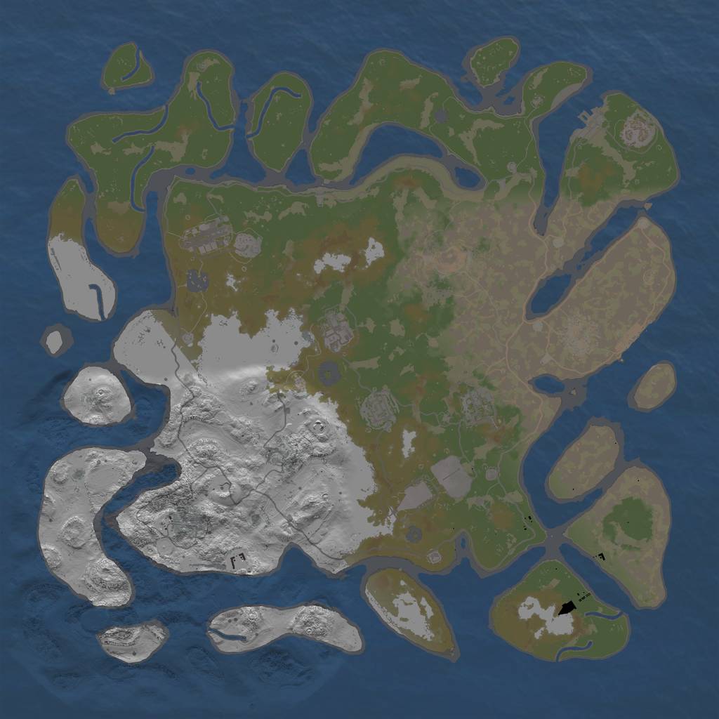 Rust Map: Procedural Map, Size: 4500, Seed: 1088223914, 16 Monuments