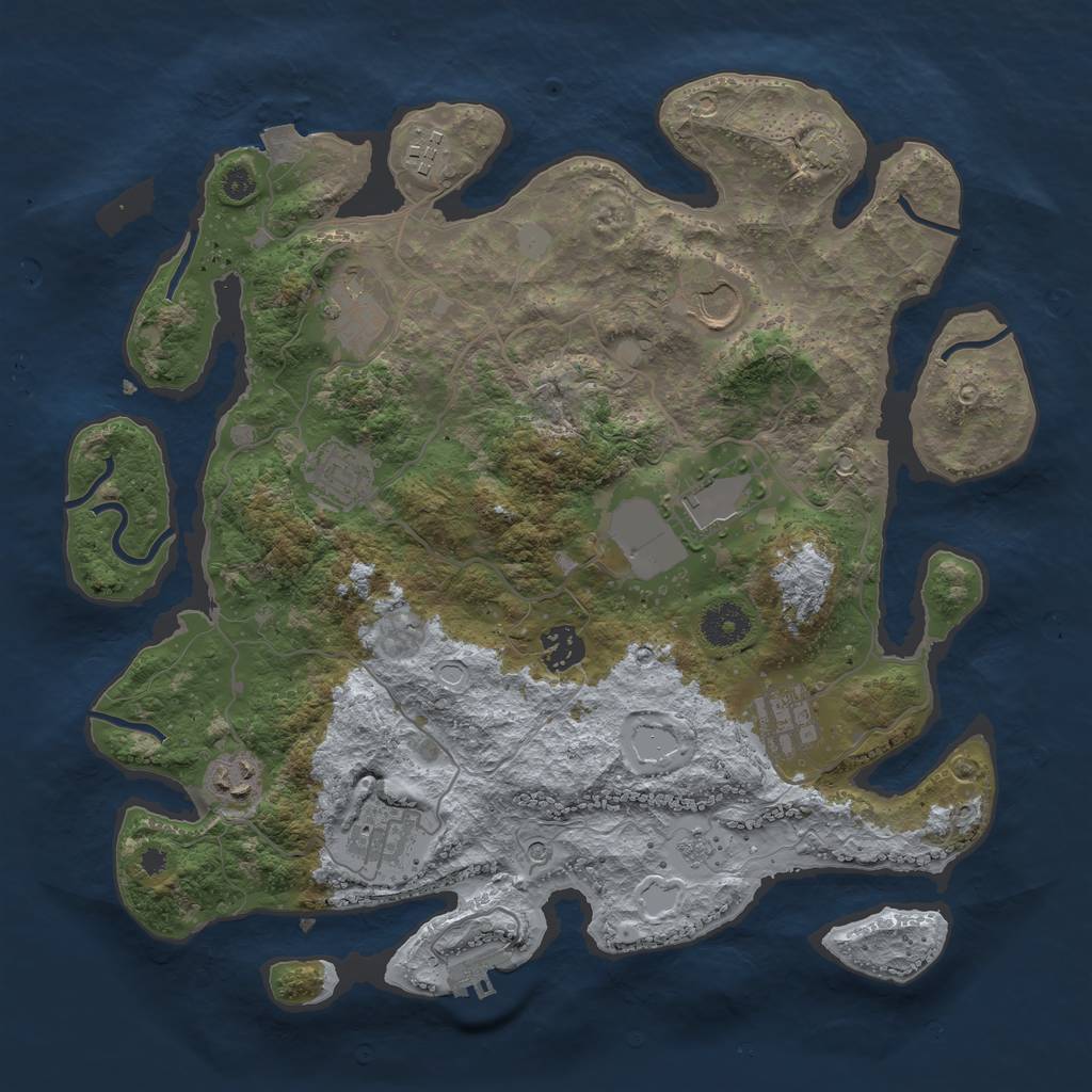 Rust Map: Procedural Map, Size: 3600, Seed: 512262394, 16 Monuments