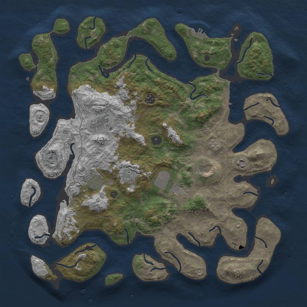 Rust Map: Procedural Map, Size: 4500, Seed: 1440133415, 13 Monuments