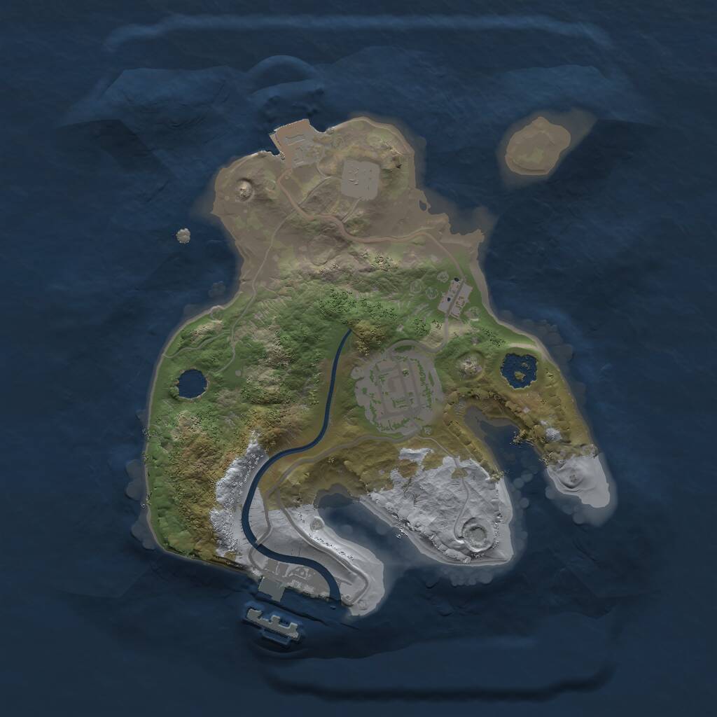 Rust Map: Procedural Map, Size: 2000, Seed: 77, 3 Monuments