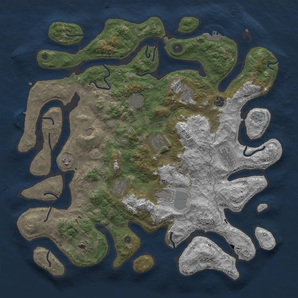 Rust Map: Procedural Map, Size: 4500, Seed: 988584174, 19 Monuments