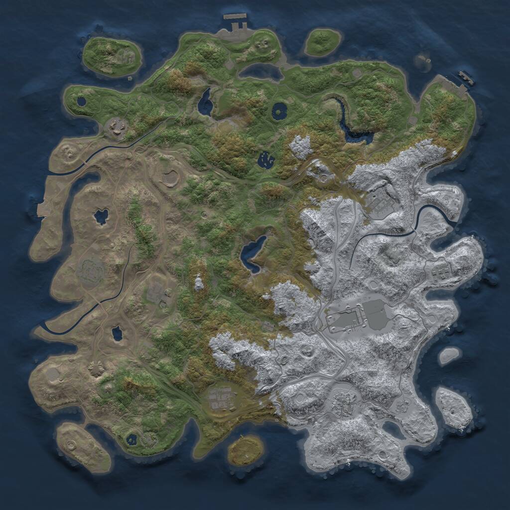 Rust Map: Procedural Map, Size: 4500, Seed: 988584174, 16 Monuments