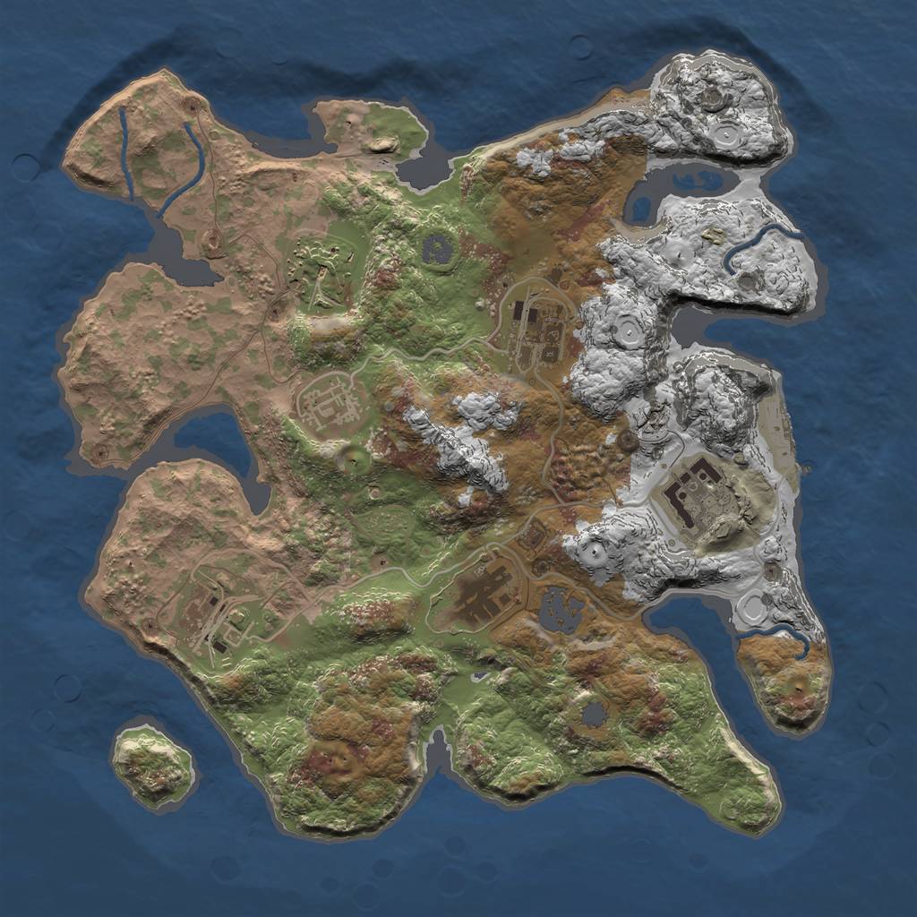 Rust Map: Procedural Map, Size: 3000, Seed: 53384, 12 Monuments