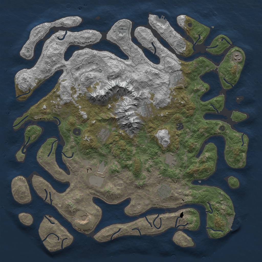 Rust Map: Procedural Map, Size: 5000, Seed: 857857, 19 Monuments