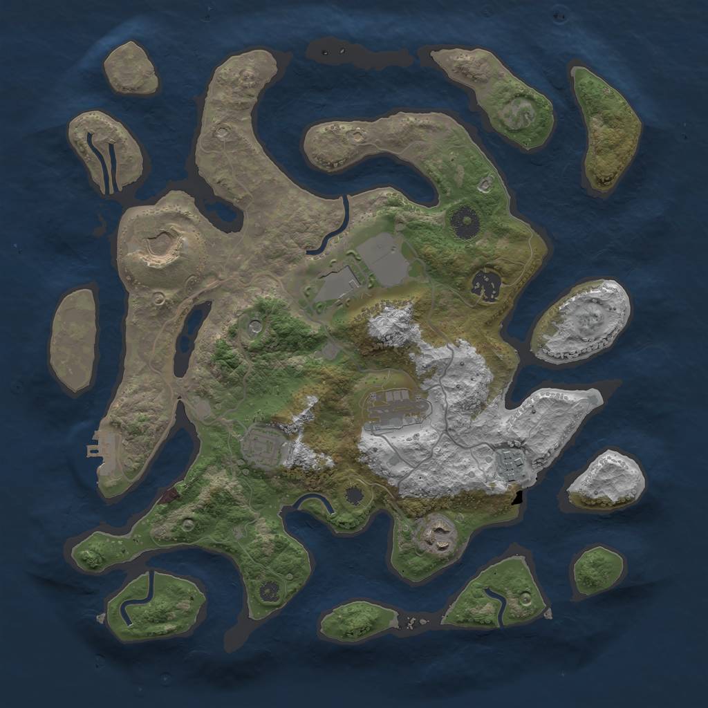 Rust Map: Procedural Map, Size: 3500, Seed: 7368, 11 Monuments