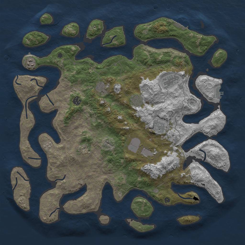 Rust Map: Procedural Map, Size: 4500, Seed: 2017485715, 20 Monuments