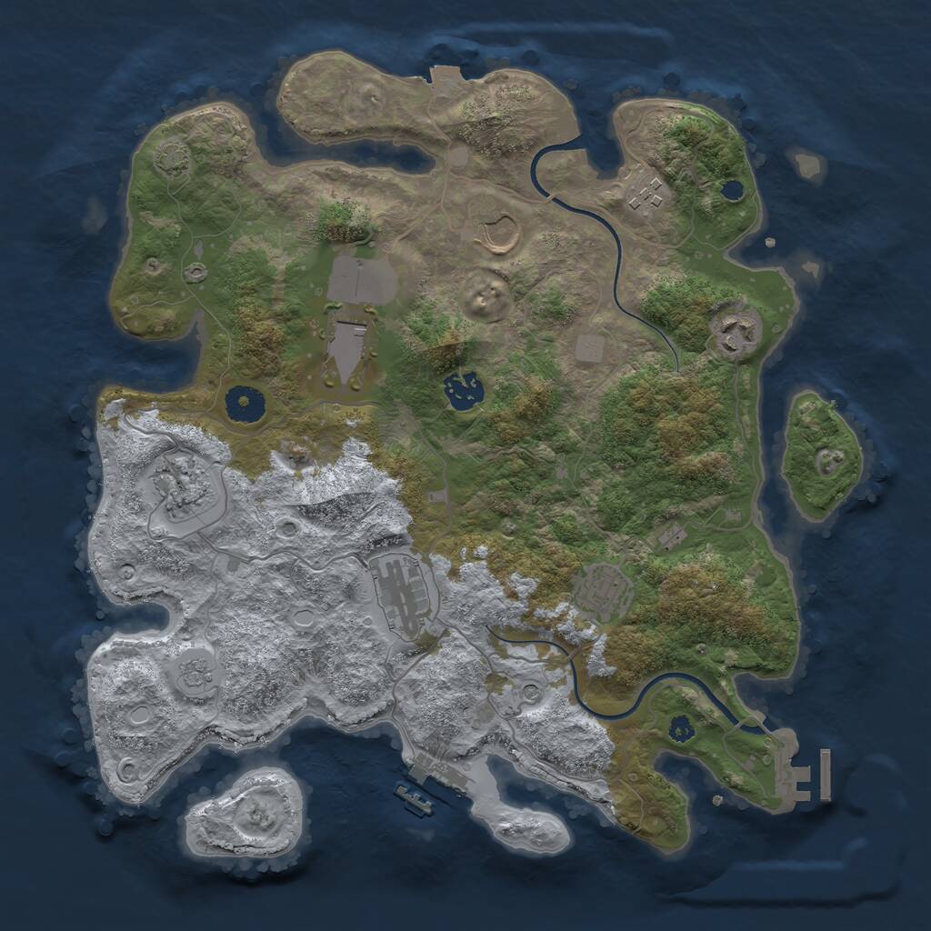 Rust Map: Procedural Map, Size: 3600, Seed: 135067958, 14 Monuments