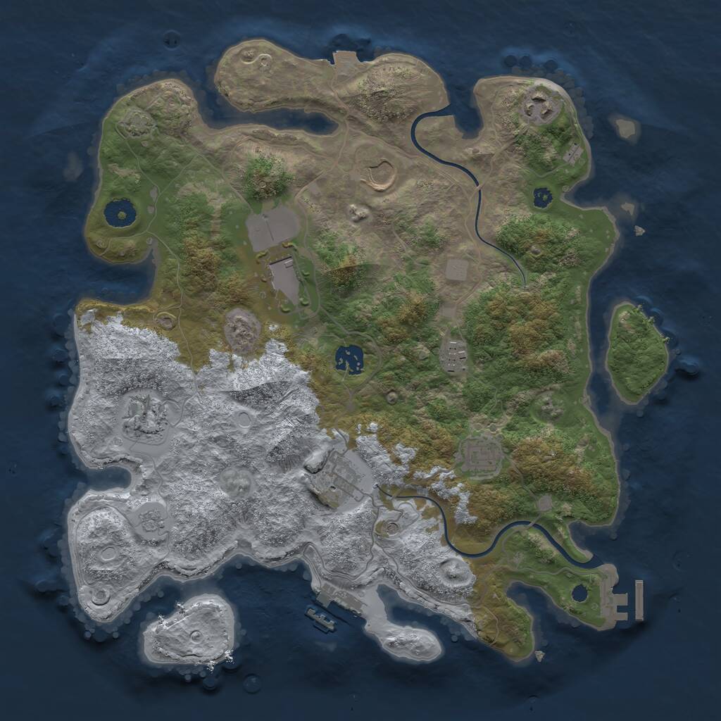 Rust Map: Procedural Map, Size: 3600, Seed: 135067958, 14 Monuments