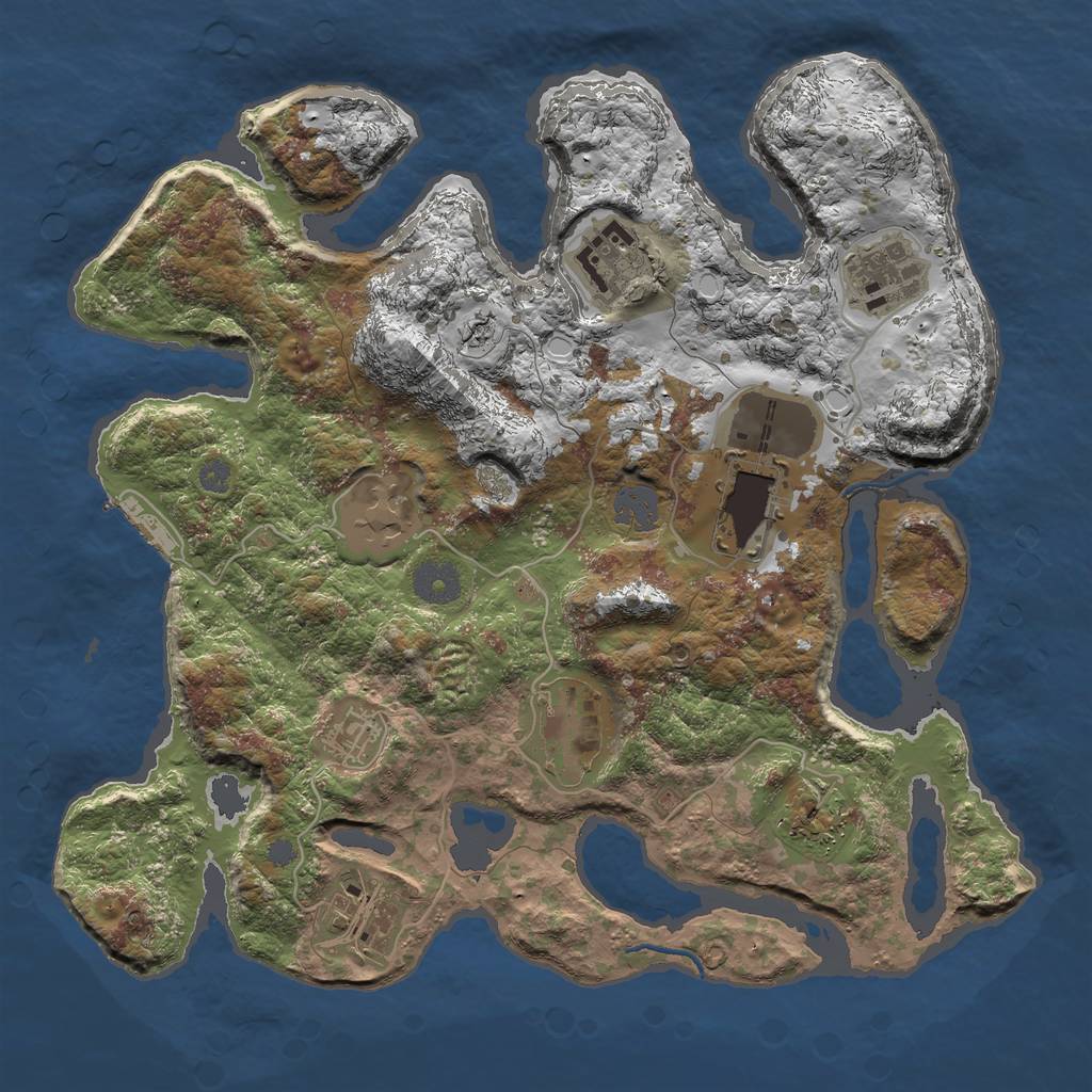 Rust Map: Procedural Map, Size: 3500, Seed: 3578, 14 Monuments