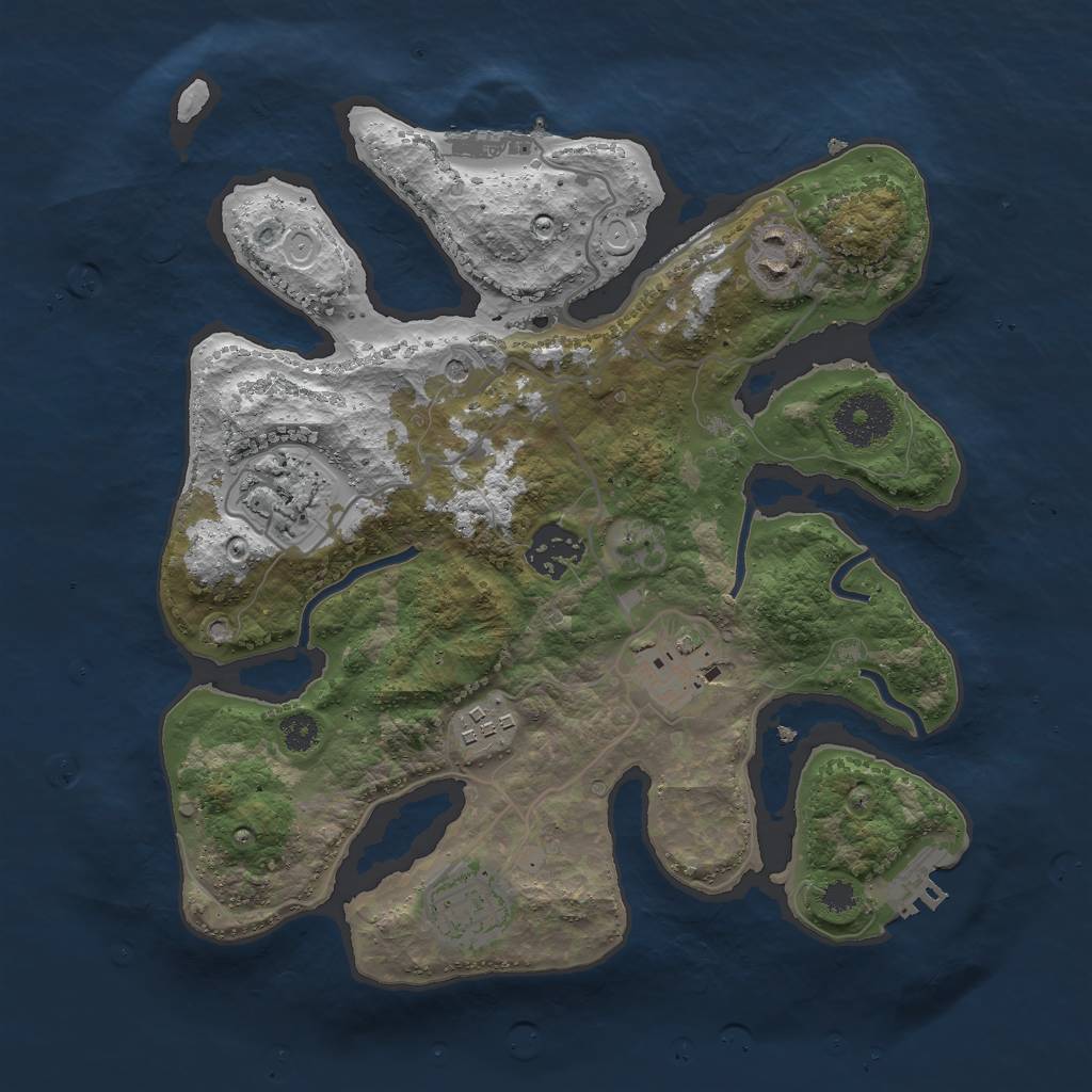 Rust Map: Procedural Map, Size: 3000, Seed: 1666434929, 17 Monuments