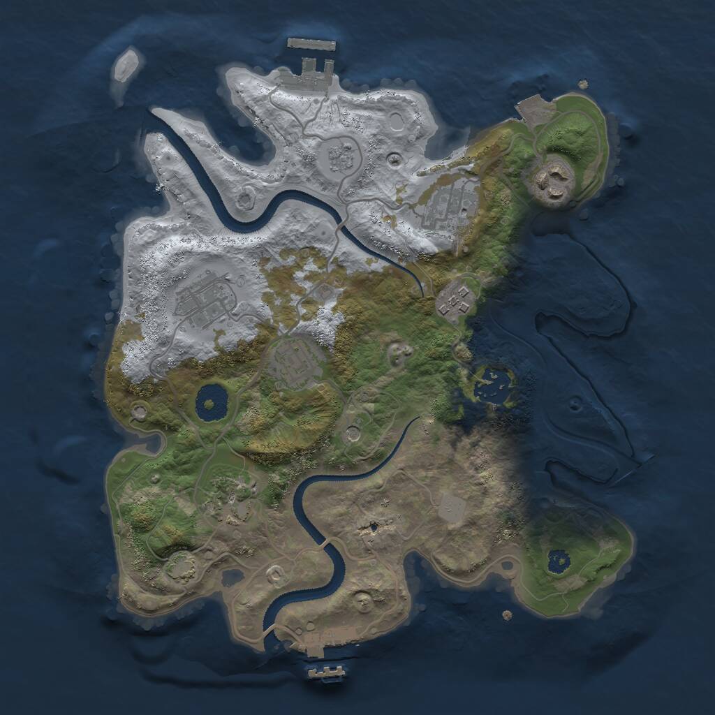 Rust Map: Procedural Map, Size: 3000, Seed: 1666434929, 13 Monuments