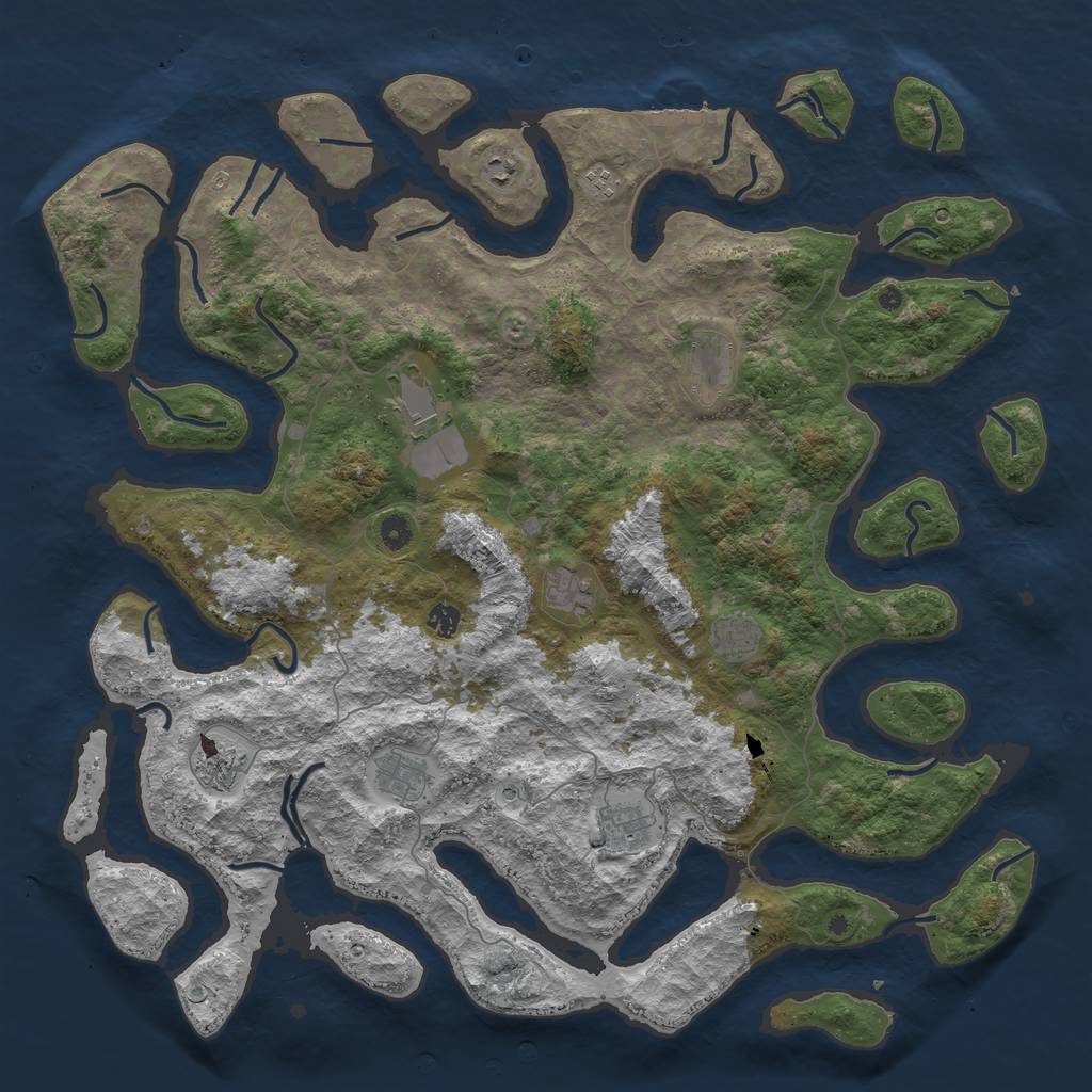 Rust Map: Procedural Map, Size: 5000, Seed: 6544334, 14 Monuments