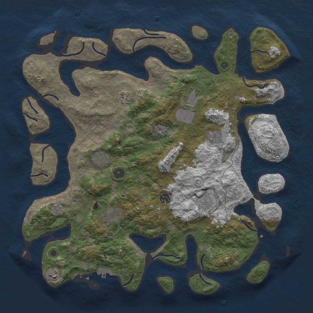 Rust Map: Procedural Map, Size: 4500, Seed: 1419665178, 13 Monuments