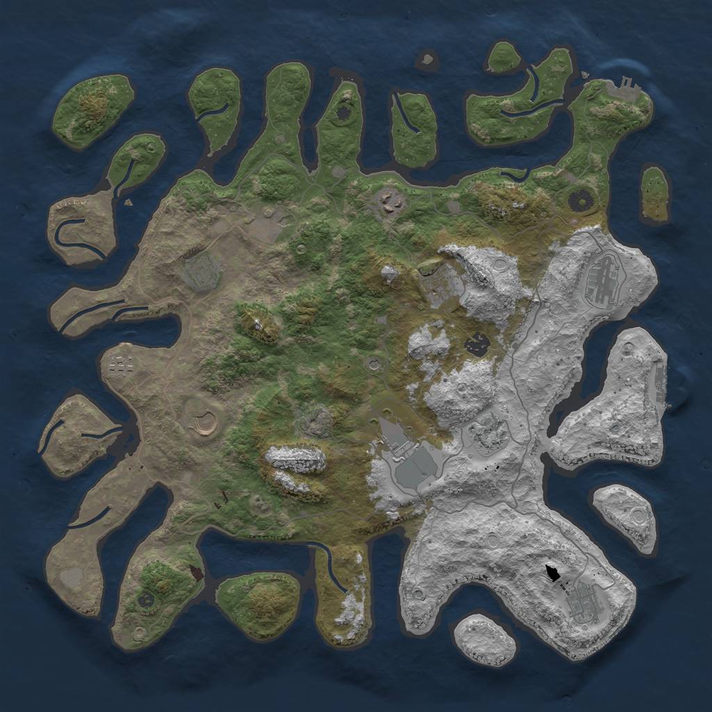 Rust Map: Procedural Map, Size: 4500, Seed: 715440, 19 Monuments