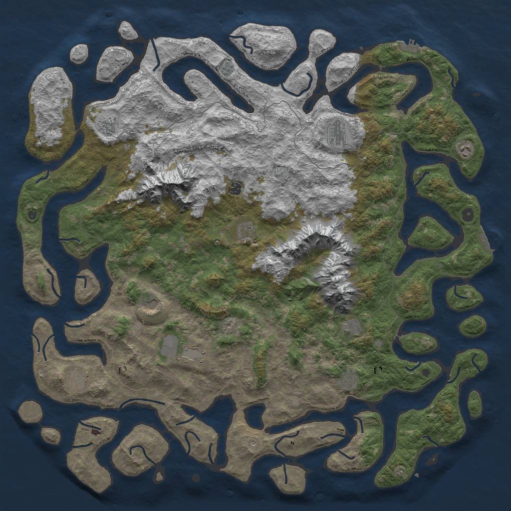 Rust Map: Procedural Map, Size: 6000, Seed: 5654, 19 Monuments