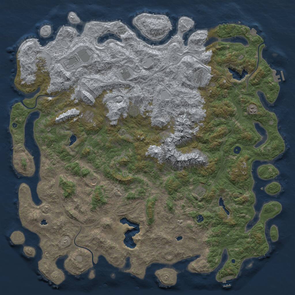 Rust Map: Procedural Map, Size: 6000, Seed: 5654, 17 Monuments