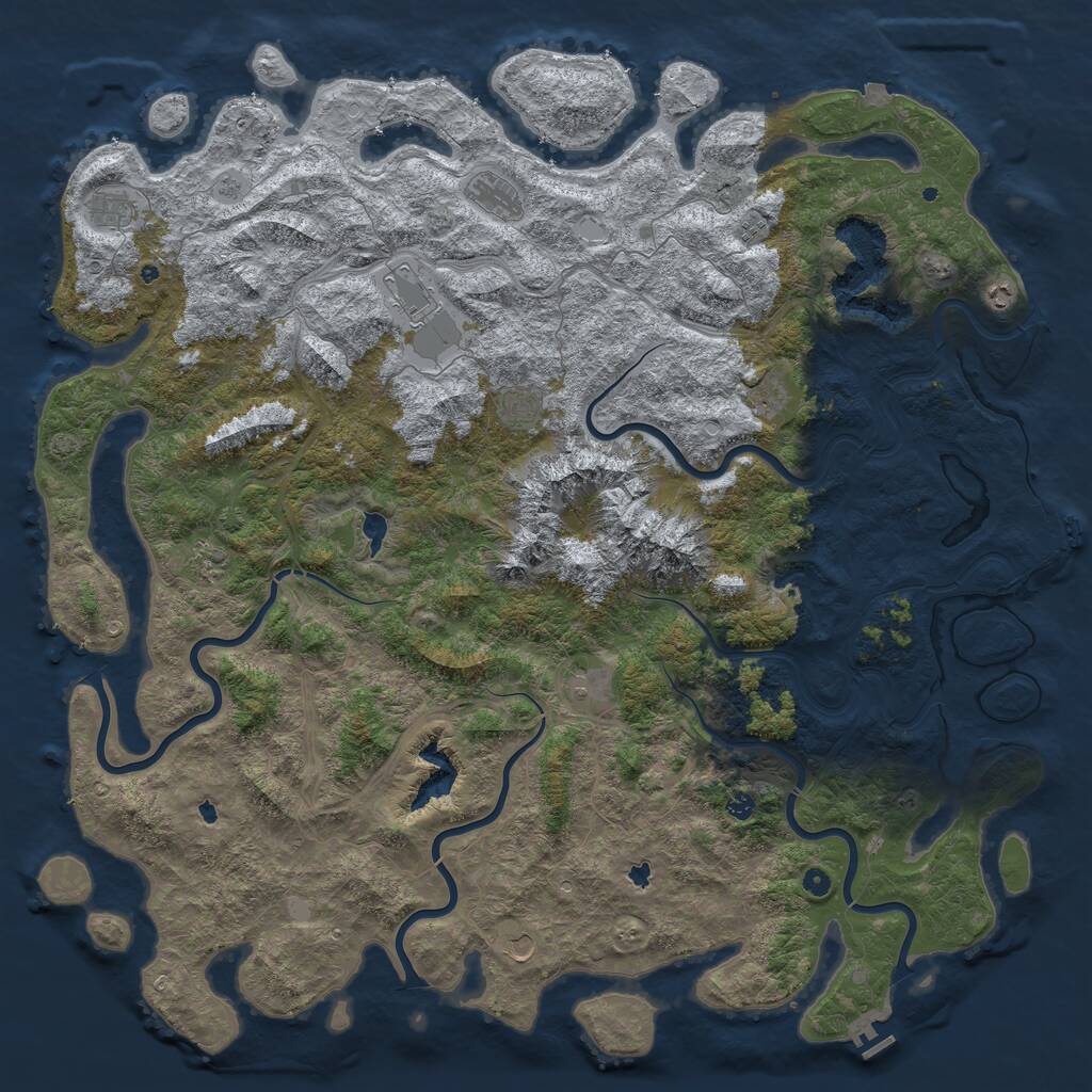 Rust Map: Procedural Map, Size: 6000, Seed: 5654, 17 Monuments