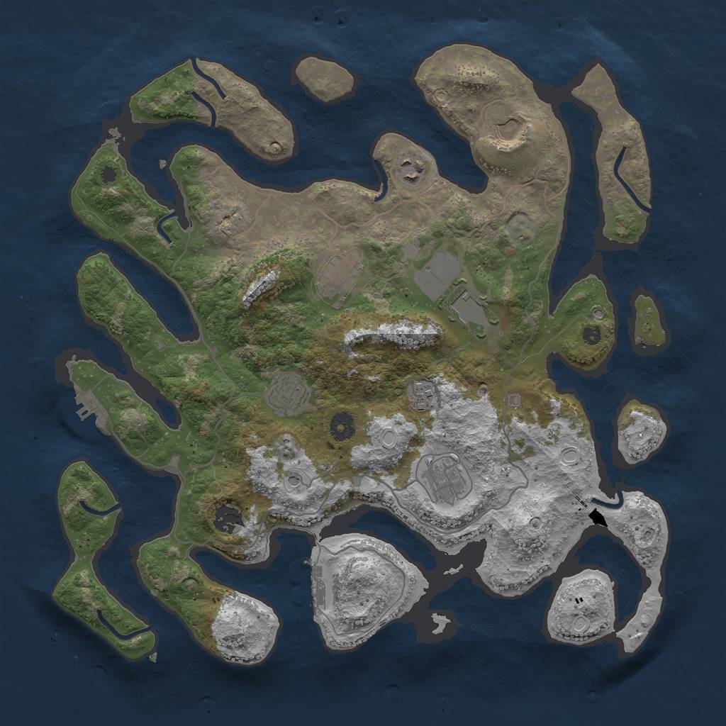 Rust Map: Procedural Map, Size: 4000, Seed: 1786111254, 16 Monuments