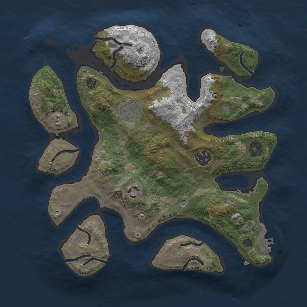 Rust Map: Procedural Map, Size: 3000, Seed: 2395725, 7 Monuments