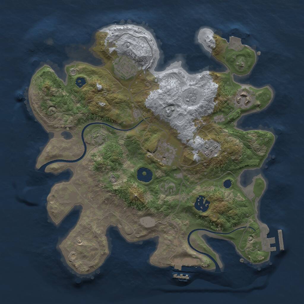 Rust Map: Procedural Map, Size: 3000, Seed: 2395725, 10 Monuments