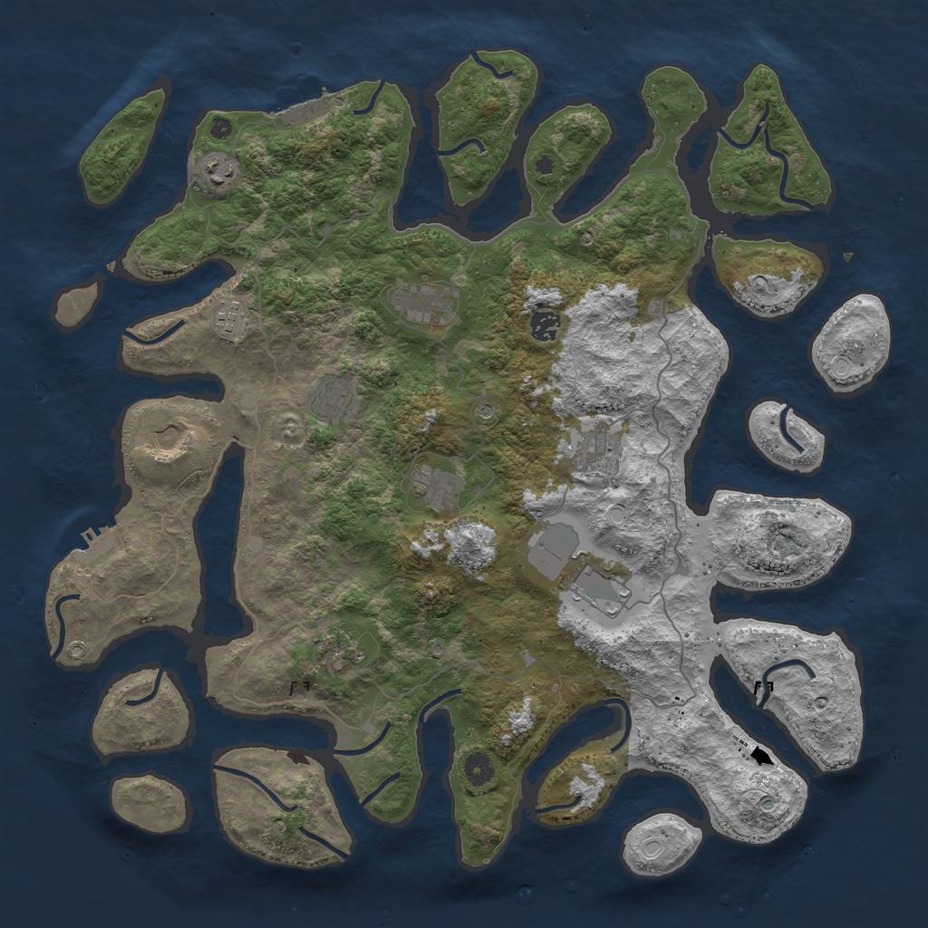 Rust Map: Procedural Map, Size: 4500, Seed: 5945, 21 Monuments