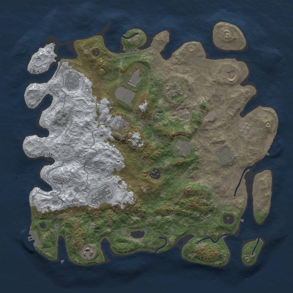 Rust Map: Procedural Map, Size: 4000, Seed: 1266245917, 20 Monuments