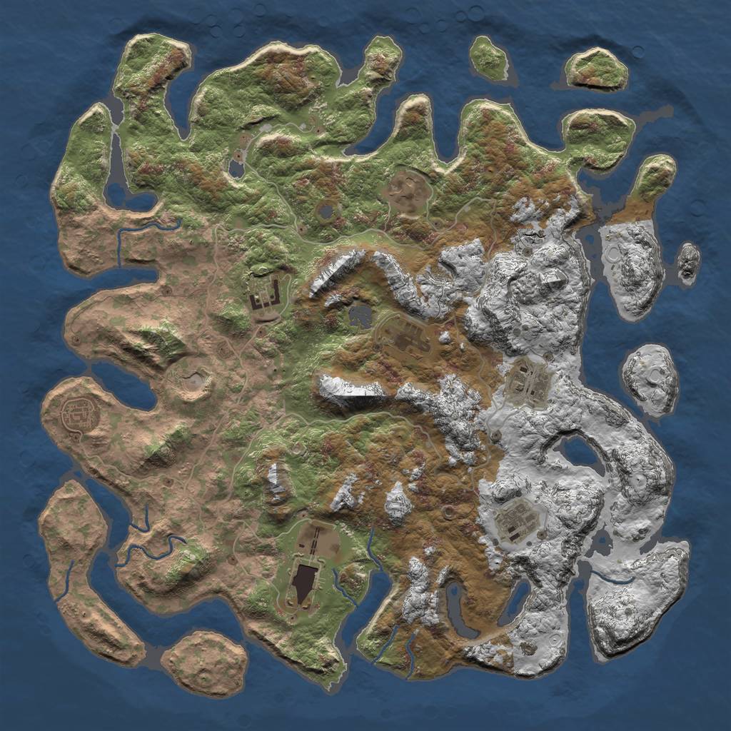 Rust Map: Procedural Map, Size: 4500, Seed: 747230124, 13 Monuments