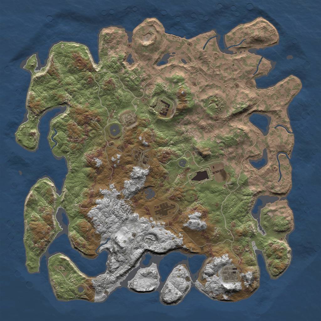 Rust Map: Procedural Map, Size: 4500, Seed: 1373582239, 14 Monuments