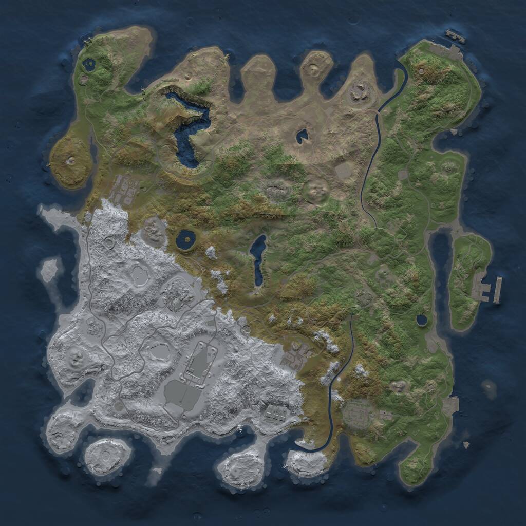 Rust Map: Procedural Map, Size: 4000, Seed: 190867, 13 Monuments