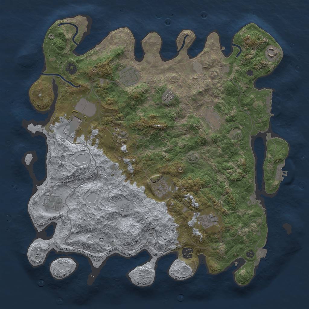 Rust Map: Procedural Map, Size: 4000, Seed: 190867, 18 Monuments