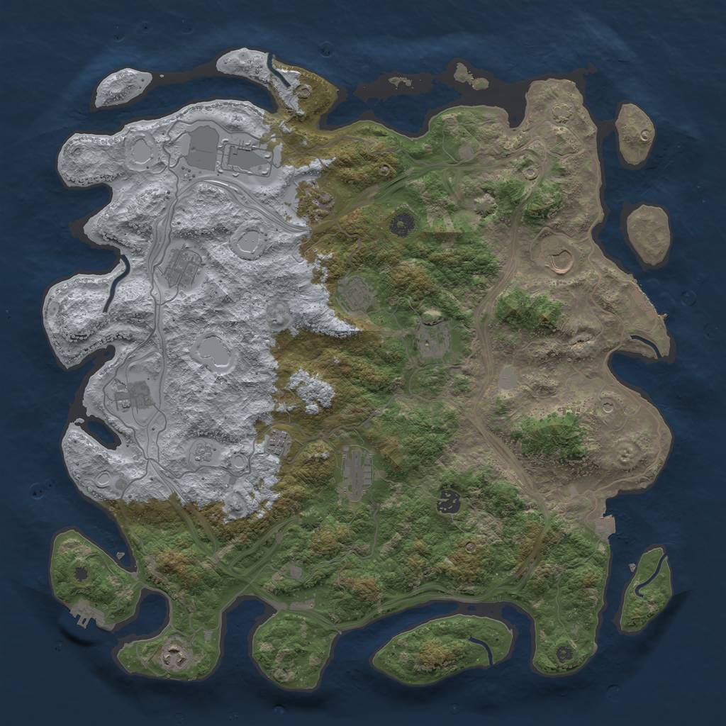 Rust Map: Procedural Map, Size: 4500, Seed: 751150658, 19 Monuments